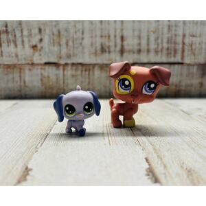 Littlest Pet Shop LPS Vintage Jack Russell Dog and Puppy EUC